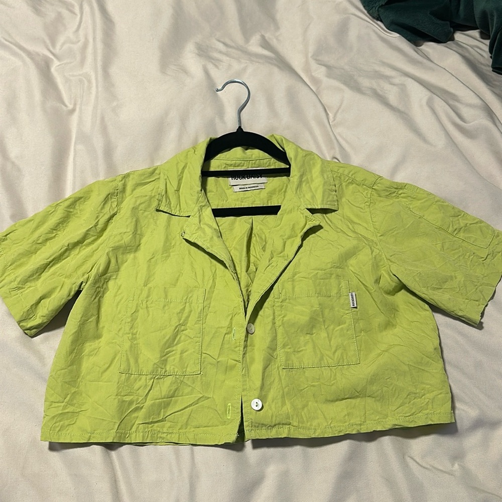 Alex Boxy Cropped TENCEL™ Short-Sleeved Shirt Green SMALL Green